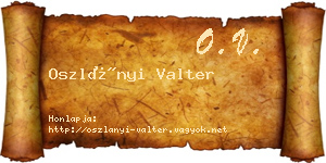 Oszlányi Valter névjegykártya